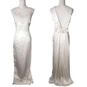 Jessica McClintock Vintage Ivory Backless Lace Wedding Dress - 10